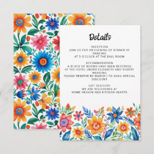 Colourful Mexican Floral Fiesta Wedding Enclosure Card