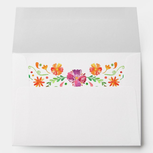 Colourful Mexican Floral Fiesta Wedding Envelope (Back (Bottom))