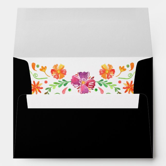 Colourful Mexican Floral Fiesta Wedding Envelope (Back (Bottom))
