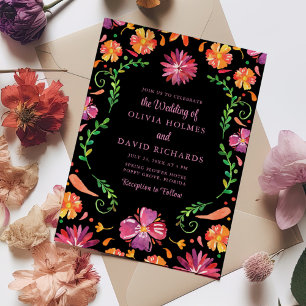 Colourful Mexican Floral Fiesta Wedding Invitation