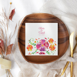 Colourful Mexican Floral Fiesta Wedding  Napkin