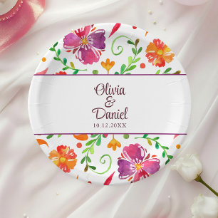 Colourful Mexican Floral Fiesta Wedding  Paper Plate