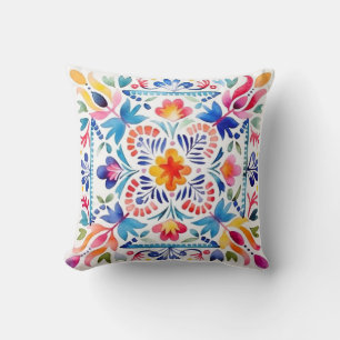 Colourful Mexican Flowers Cushion