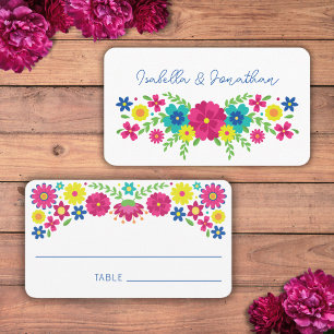 Colourful Mexican flowers Place Card