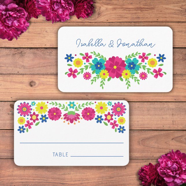 Colourful Mexican flowers Place Card (Creator Uploaded)