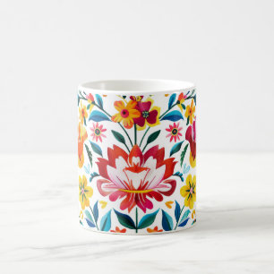 Colourful Mexican Folk Art Floral Coffee Mug