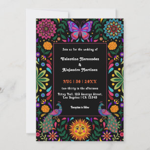 Colourful Mexican Folk Art Wedding Invitation