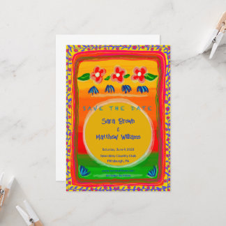 Colourful Mexican Inspired Save the date invitatio