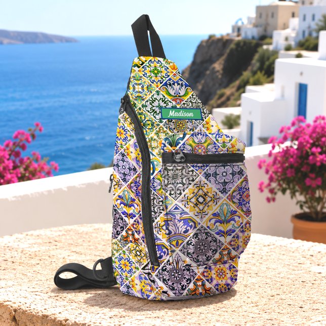 Colourful Mexican Moroccan Sicilian Tile Pattern Sling Bag (Creator Uploaded)