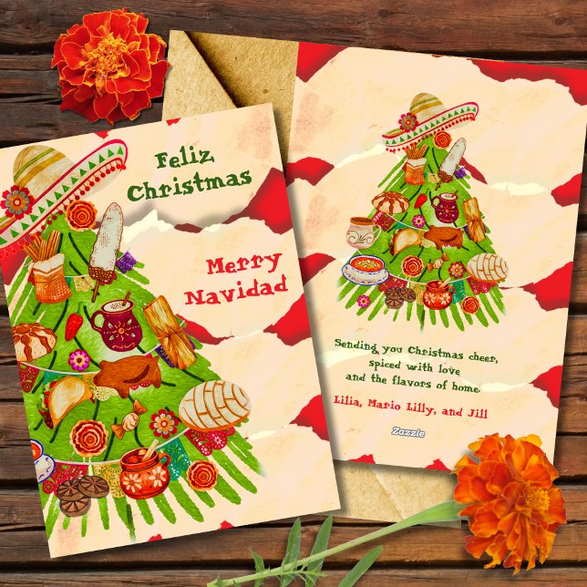Colourful Mexican Ornaments Christmas Tree  Holiday Card (Creator Uploaded)