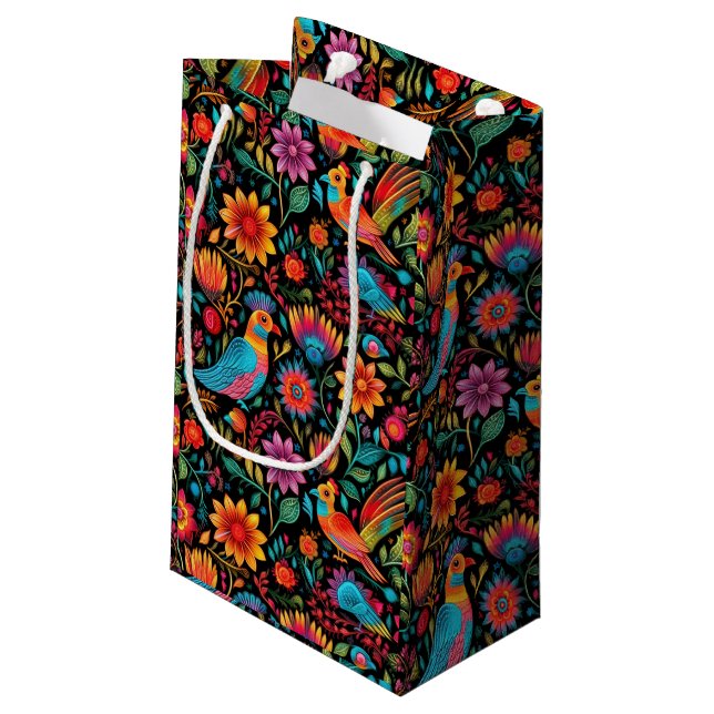 Colourful Mexican pattern Small Gift Bag (Back Angled)