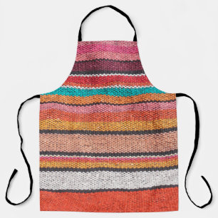 Colourful mexican, peruvian style rug surface clos apron