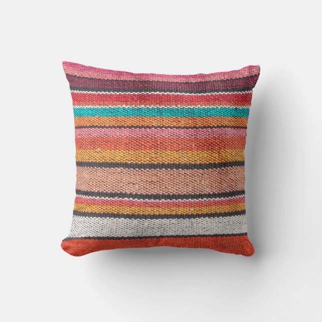 Colourful mexican, peruvian style rug surface clos cushion (Front)