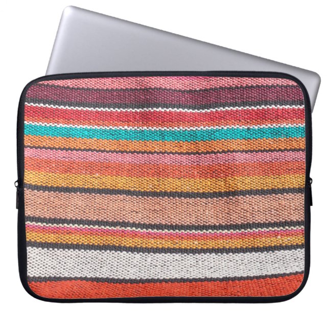 Colourful mexican, peruvian style rug surface clos laptop sleeve (Front)