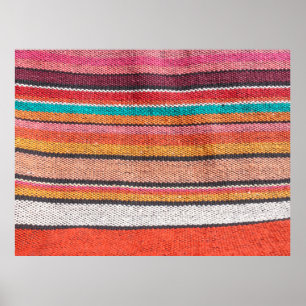 Colourful mexican, peruvian style rug surface clos poster