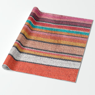 Colourful mexican, peruvian style rug surface clos wrapping paper
