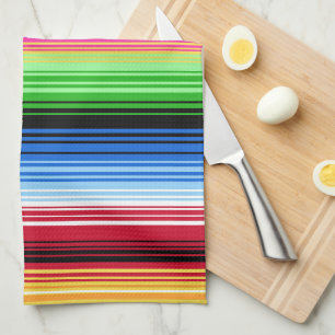 Colourful Mexican Serape Stripes Kitchen Towel