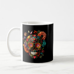 Colourful Mexican Skull Patterns Flowers Halloween Coffee Mug