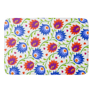 Colourful Mexican Style Floral Pattern Elegant Bol Bath Mat