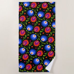 Colourful Mexican Style Floral Pattern Elegant Bol Beach Towel