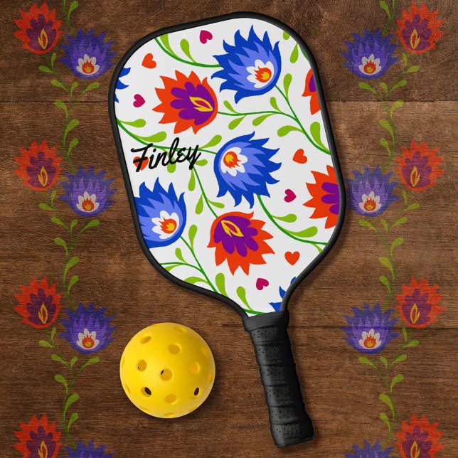 Colourful Mexican Style Floral Pattern Elegant Bol Pickleball Paddle (Creator Uploaded)