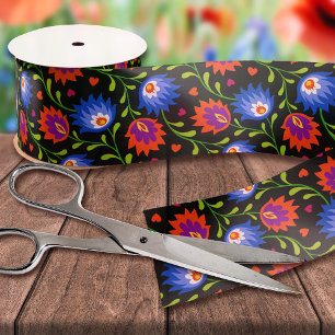 Colourful Mexican Style Floral Pattern Elegant Bol Satin Ribbon