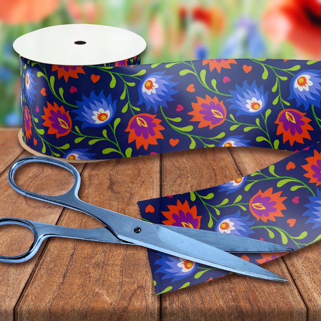 Colourful Mexican Style Floral Pattern Elegant Bol Satin Ribbon (Creator Uploaded)