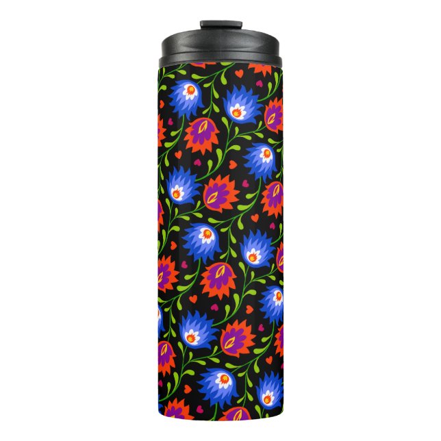 Colourful Mexican Style Floral Pattern Elegant Bol Thermal Tumbler (Front)