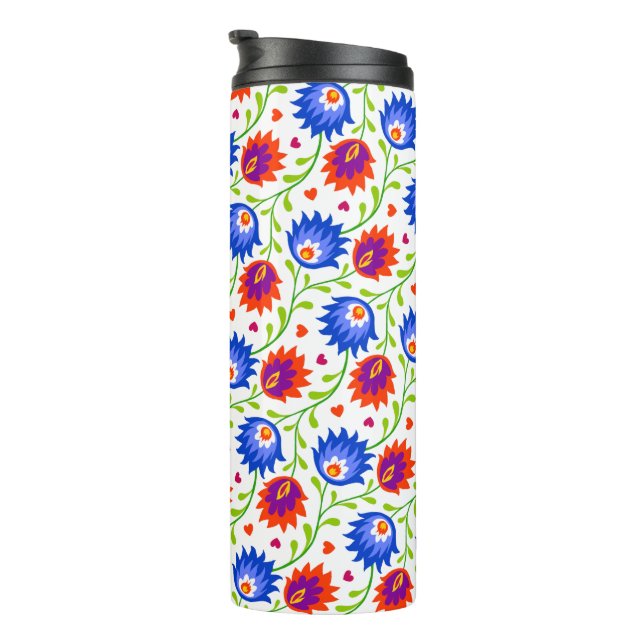 Colourful Mexican Style Floral Pattern Elegant Bol Thermal Tumbler (Rotated Right)