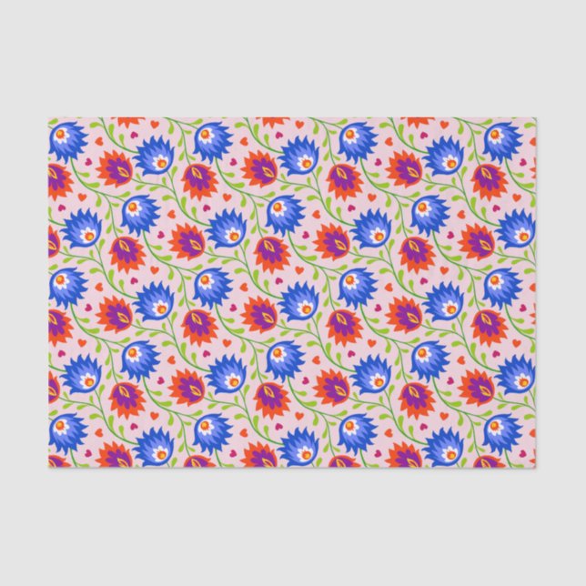 Colourful Mexican Style Floral Pattern Elegant Bol Tissue Paper (Front)
