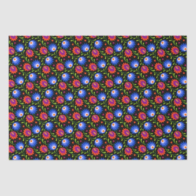 Colourful Mexican Style Floral Pattern Elegant Bol Tissue Paper (Front)
