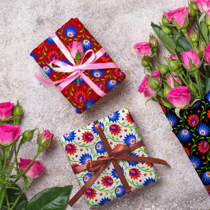 Colourful Mexican Style Floral Pattern Elegant Bol Wrapping Paper Sheet