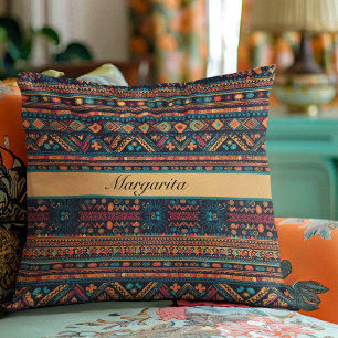 Colourful Mexican style pattern Cushion