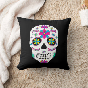 Colourful Mexican Sugar Skull Cushion