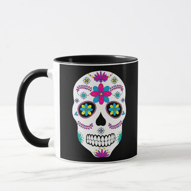Colourful Mexican Sugar Skull Mug (Left)
