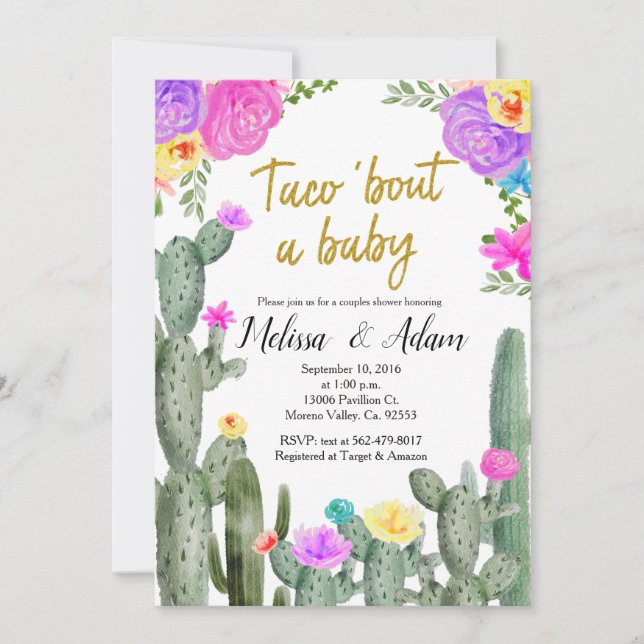 Colourful Mexican Taco Bout Baby Baby Shower  Invitation (Front)