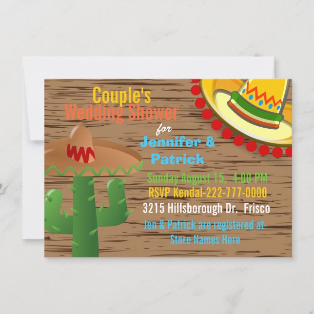 Colourful Mexican Themed Couple's Wedding Shower Invitation (Front)