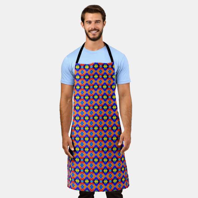 Colourful Mexican Tile Pattern Apron (Worn)