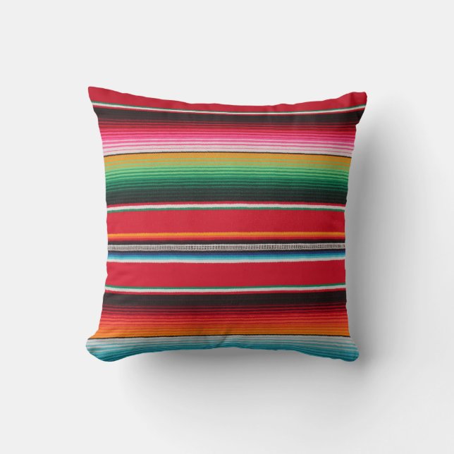 Colourful Mexican Traditional Serape Print Cushion (Front)