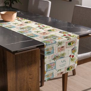 Colourful Mexican Travel Print Monogram Short Table Runner