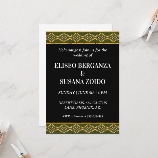 colourful mexico mexican wedding invitations (Front/Back In Situ)