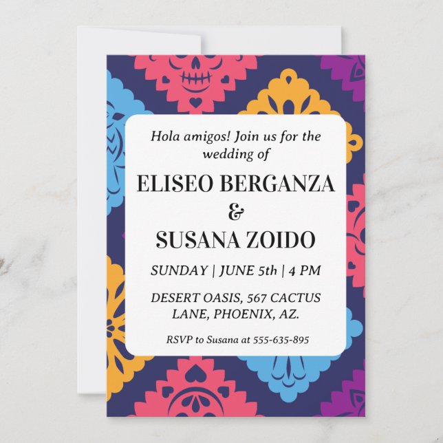 colourful mexico mexican wedding invitations (Front)