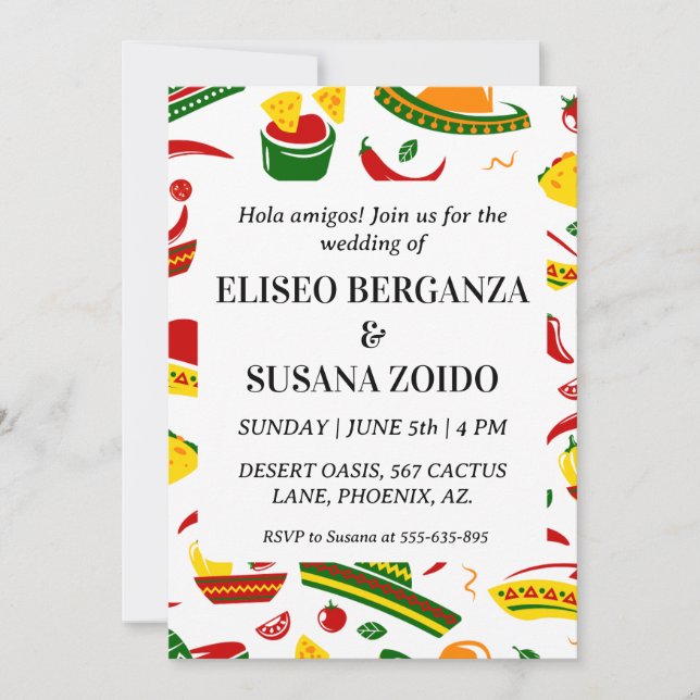 colourful mexico mexican wedding invitations (Front)