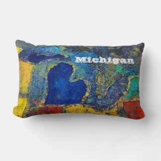 Colourful Michigan Artwork Lumbar Travel Pillow