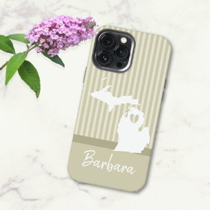 Colourful Michigan USA State Map Custom Name   iPhone 13 Pro Max Case