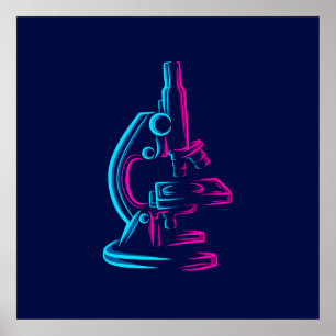 Colourful microscope design poster