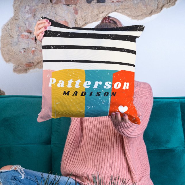 Colourful Mid Century Abstract Personalised Name Cushion (Creator Uploaded)