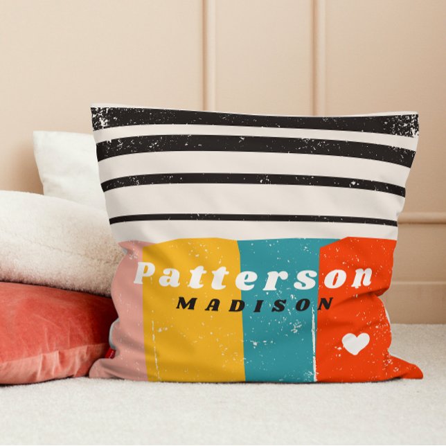 Colourful Mid Century Abstract Personalised Name Cushion (Creator Uploaded)