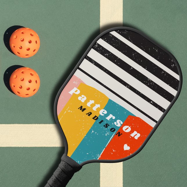 Colourful Mid Century Abstract Personalised Name Pickleball Paddle (Creator Uploaded)