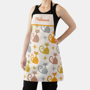 Colourful Mid Century Atomic Cats with Starbursts Apron